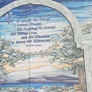 Serenity Prayer Fabric Panel Scenic Waterfall Landscape 46x35‎ inches